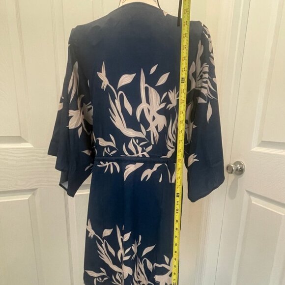 CUPSHE DRESS OVERSIZED SZ M  FLARED SLEEVES NAVY BLUE TAN BEACHY CHIC SUMMER - Picture 7 of 16